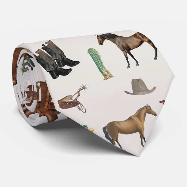 Cowboy Cowgirl Western Rodeo Country Pattern Tie (Rolled)