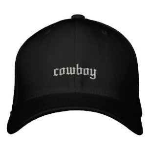 Cowboy Custom Old English Black Embroidered Hat