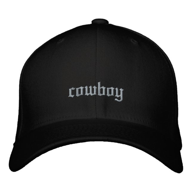 Cowboy Custom Old English Black Embroidered Hat (Front)
