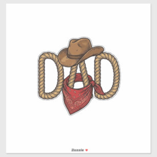 Cowboy Dad Rope Hat Bandanna Vintage Engraving Des