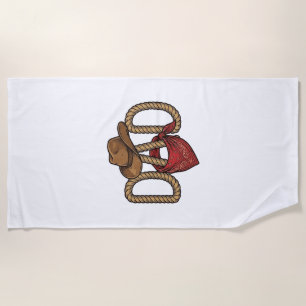 Cowboy Dad Rope Hat Bandanna Vintage Engraving Des Beach Towel