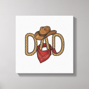 Cowboy Dad Rope Hat Bandanna Vintage Engraving Des Canvas Print