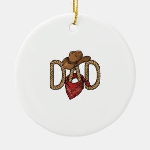 Cowboy Dad Rope Hat Bandanna Vintage Engraving Des Ceramic Tree Decoration