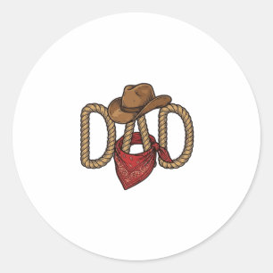 Cowboy Dad Rope Hat Bandanna Vintage Engraving Des Classic Round Sticker