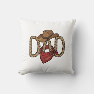 Cowboy Dad Rope Hat Bandanna Vintage Engraving Des Cushion