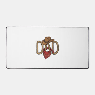 Cowboy Dad Rope Hat Bandanna Vintage Engraving Des Desk Mat