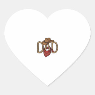 Cowboy Dad Rope Hat Bandanna Vintage Engraving Des Heart Sticker