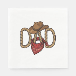 Cowboy Dad Rope Hat Bandanna Vintage Engraving Des Napkin