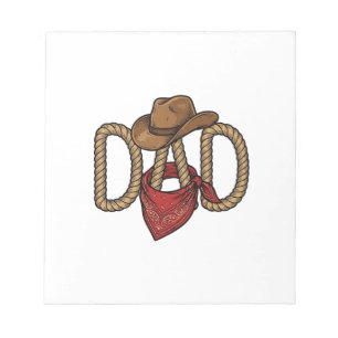 Cowboy Dad Rope Hat Bandanna Vintage Engraving Des Notepad