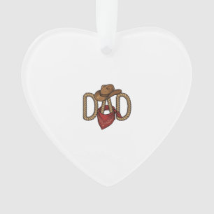 Cowboy Dad Rope Hat Bandanna Vintage Engraving Des Ornament