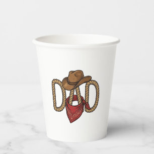 Cowboy Dad Rope Hat Bandanna Vintage Engraving Des Paper Cups
