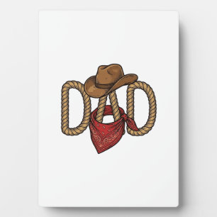 Cowboy Dad Rope Hat Bandanna Vintage Engraving Des Plaque