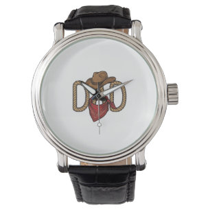 Cowboy Dad Rope Hat Bandanna Vintage Engraving Des Watch
