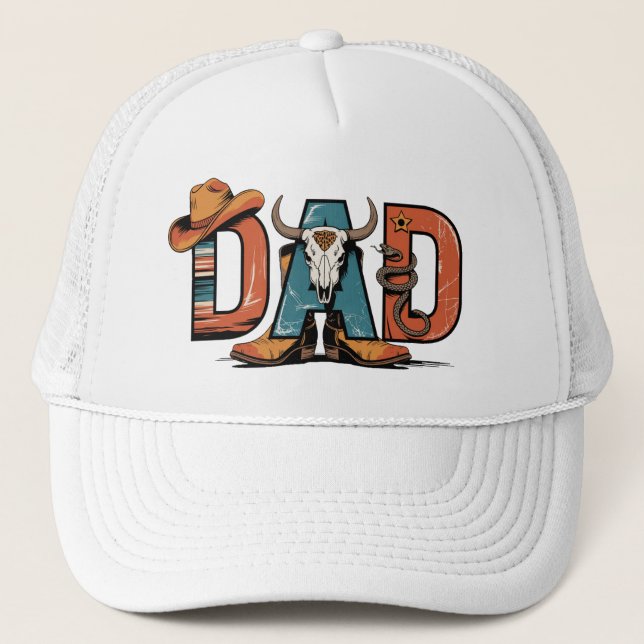 Cowboy Dad: Tough, True, and Timeless Trucker Hat (Front)
