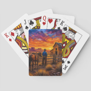 Cowboy Days End Playing Cards