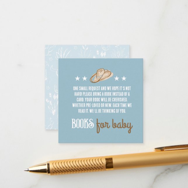 Cowboy Desert Books For Baby Enclosure Card (Front/Back In Situ)