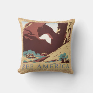 Cowboy Desert Vintage Western Horses  Cushion
