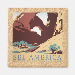 Cowboy Desert Vintage Western Horses  Magnet