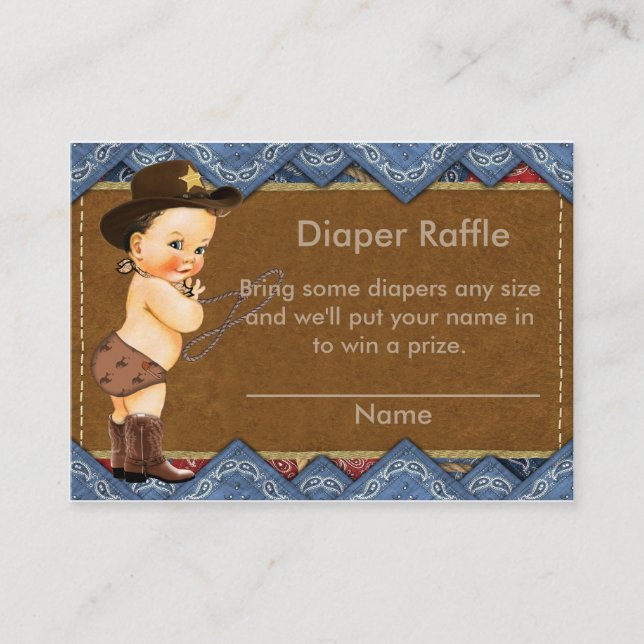Cowboy Diaper Raffle Insert (Front)