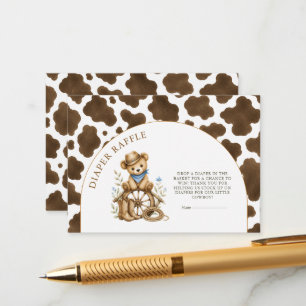 Cowboy Diaper Raffle Ticket Cow Print Baby Shower Enclosure Card