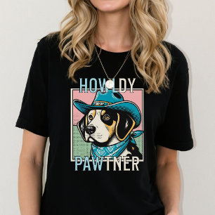 Cowboy Dog Beagle Pop Art Howl-dy Paw-tner T-Shirt