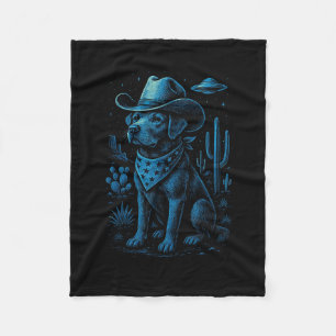 Cowboy Dog Labrador Retriever Alien Western Desert Fleece Blanket