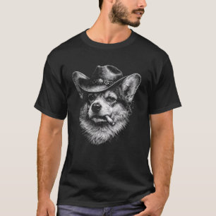 Cowboy Dog Smoking Cigarette Funny Corgi Face Humo T-Shirt