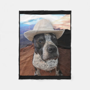 Cowboy Dog Sticker Fleece Blanket