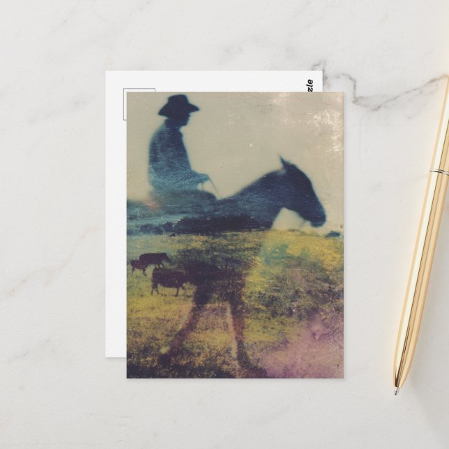 Cowboy Double Exposure Postcard (Front/Back In Situ)