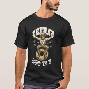 Cowboy Doughnut Lover Round Em Up Funny Retro Old T-Shirt