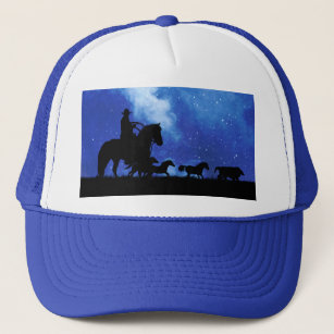Cowboy Driving Herd Country Western Rustic Trucker Hat