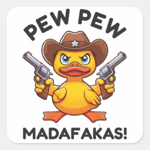 Cowboy Duck Sheriff Square Sticker