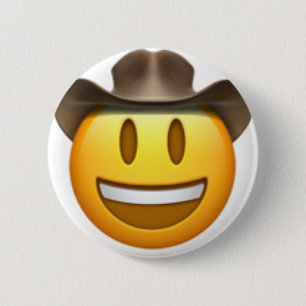 Cowboy emoji face 6 cm round badge