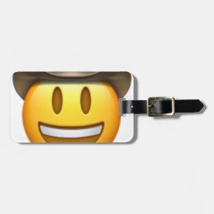 Cowboy emoji face luggage tag
