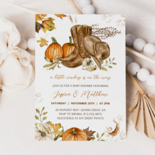 Cowboy Fall Pumpkin A Little Cowboy Baby Shower Invitation