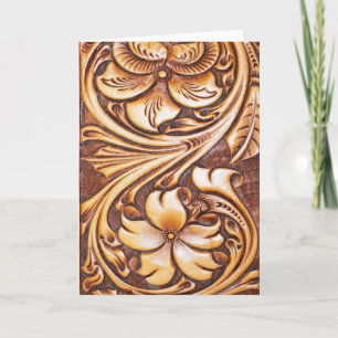 Cowboy Fashion Western Country Tooled Leather Card