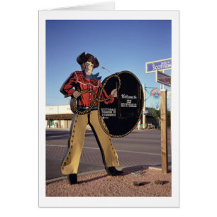 Cowboy figure sign welcoming tourists to Scottsdal