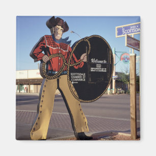 Cowboy figure sign welcoming tourists to Scottsdal Magnet