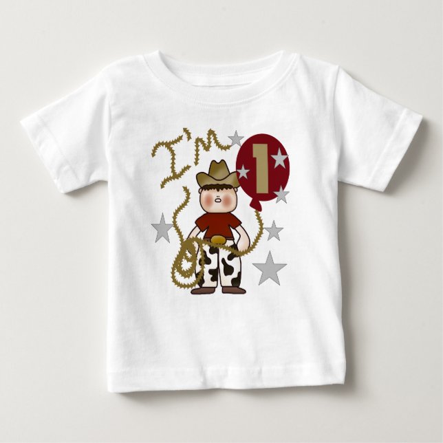Cowboy First Birthday Baby T-Shirt (Front)