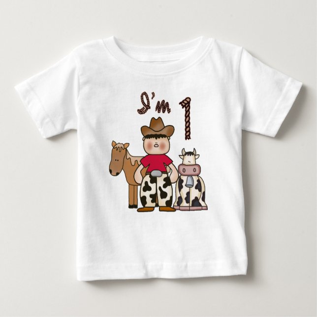 Cowboy  First Birthday Baby T-Shirt (Front)