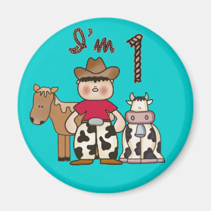 Cowboy First Birthday Magnet