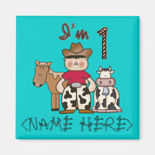 Cowboy First Birthday - Personalised - Customised Magnet