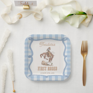 Cowboy First Rodeo Birthday  Paper Plate