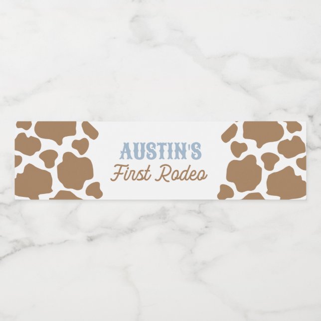 Cowboy First Rodeo Birthday Water Bottle Label (Single Label)