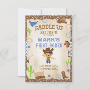Cowboy first rodeo boy birthday invitation. invitation