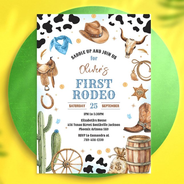 Cowboy First Rodeo Wild West 1st Birthday  Invitation (Creator Uploaded)