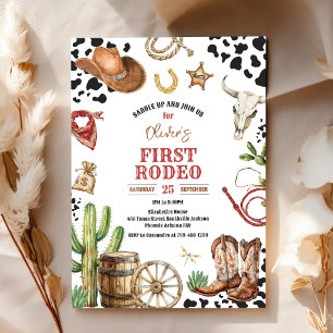 Cowboy First Rodeo Wild West 1st Birthday  Invitation