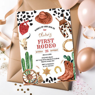 Cowboy First Rodeo Wild West 1st Birthday Invitation