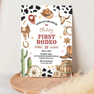 Cowboy First Rodeo Wild West 1st Birthday Invitation