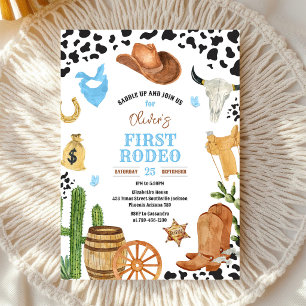 Cowboy First Rodeo Wild West 1st Birthday  Invitation